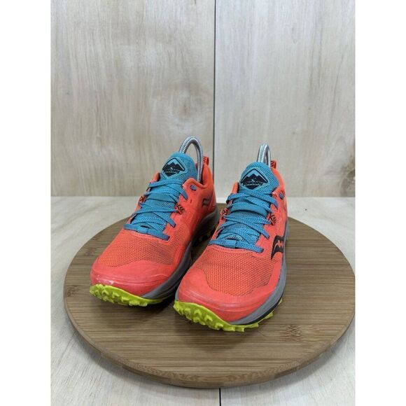 Saucony Peregrine 10 Vizired Citron Blue Athletic Running Shoes Womens Size 6 - Picture 2 of 8